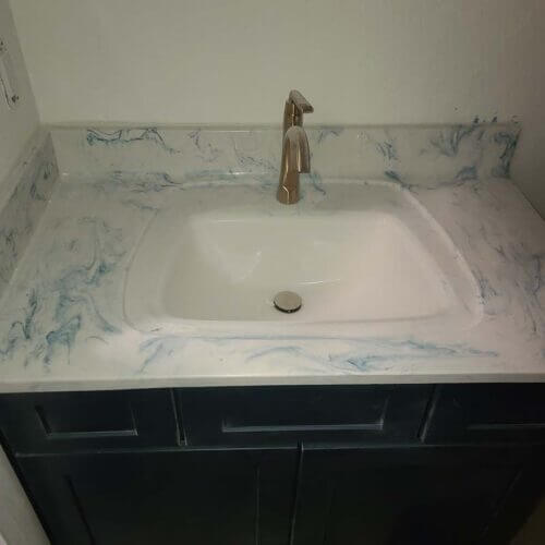 Bath Room Sink Blue And Beige Sink