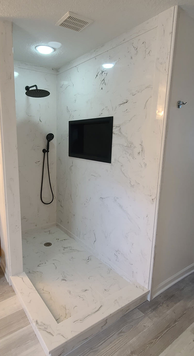 Beige Shower With Black Caddy Beige Shower With Black Caddy