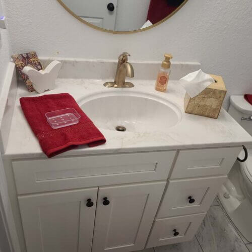 Custom Quarry Bathroom Sink And Cabinet