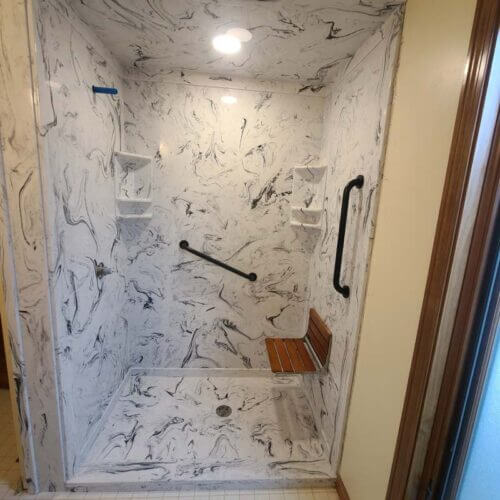 Custom Quarry Black And White Shower